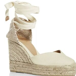 NWOB Women's Size 41 Castaner Chiara Espadrille Ankle-Tie Wedge Shoes